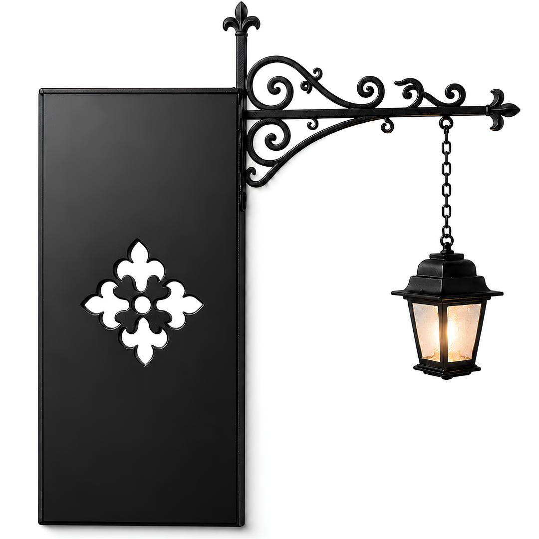 Wrought Iron Bookshelf Lamp with LED Lantern