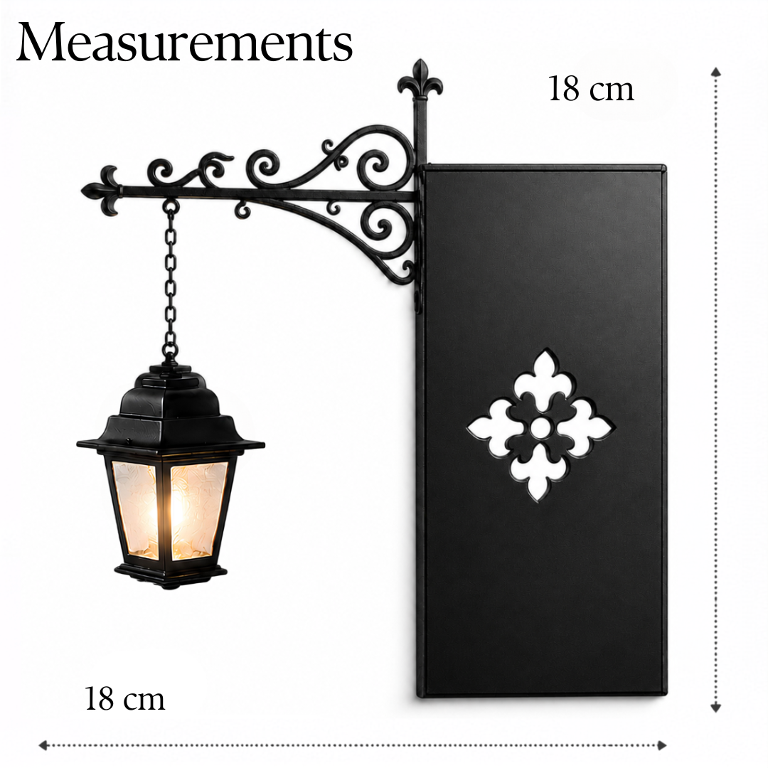 Wrought Iron Bookshelf Lamp with LED Lantern
