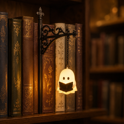 Wrought Iron Bookshelf Lamp with LED Lantern